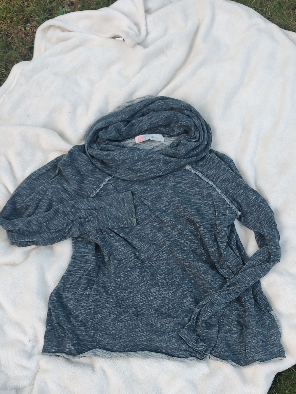 Women's Lightweight Cowl Neck Sweater - Blue Heather